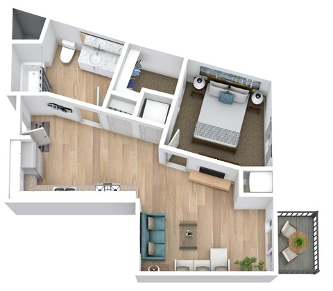 Floor plan for studio, 1 bath, 703 sqft